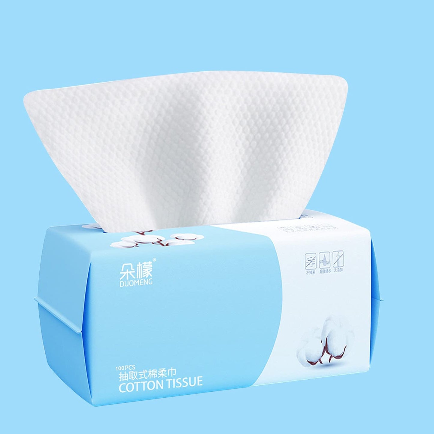 Cotton Facial Dry Wipes 100 Count, Deeply Cleansing Disposable Face Towel Cotton Tissue, Multi-Purpose For Skin Care, Make-Up Wi