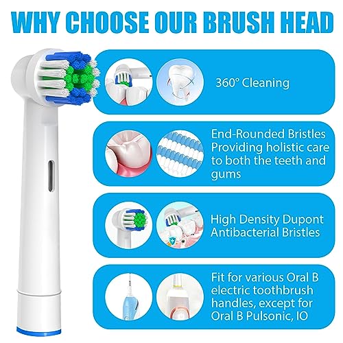 Replacement Toothbrush Heads Compatible with Oral-B Braun, 16 Pcs Professional Electric Toothbrush Heads Brush Heads for Oral B Replacement Heads Refill Pro 500/1000/1500/3000/3757/5000/7000/7500/8000