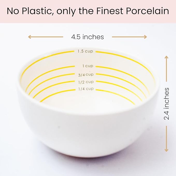 Uba Portion Control Bowl (Porcelain) for Measuring, Bariatric Diet, Diabetes & Healthy Eating (2 Pack)