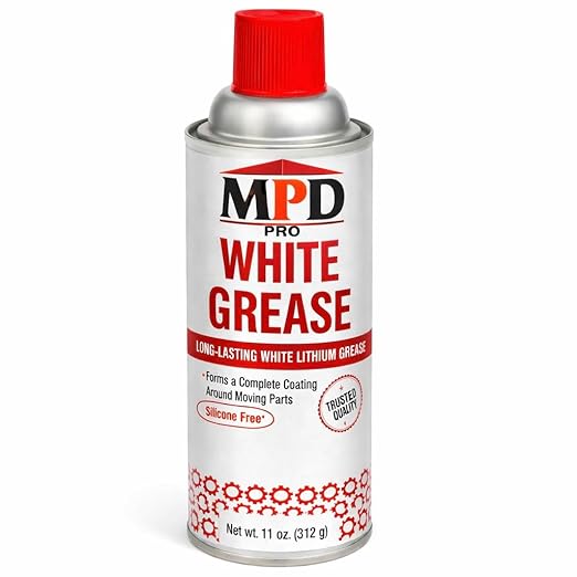 MPD PRO White Lithium Grease Spray, Marine-Grade Drip-Free Lubricant, Non-Staining High-Solid Formula for Garage Doors, Hinges, Chains & Automotive Use – 11 oz (1-Pack)