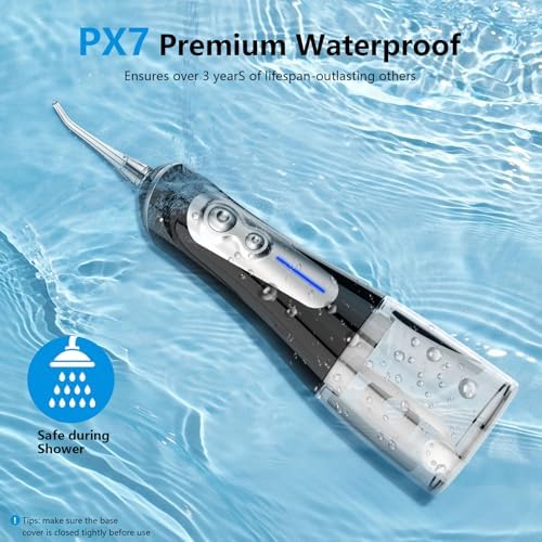 NBGRLVS Water Dental Flosser Cordless - Rechargeable IPX7 Waterproof Teeth Pick Flossing Cleaner,Portable 320ml Tank 6-Mode Oral Irrigator for Teeth/Braces/Tongue,Storage Box for Travel & Home
