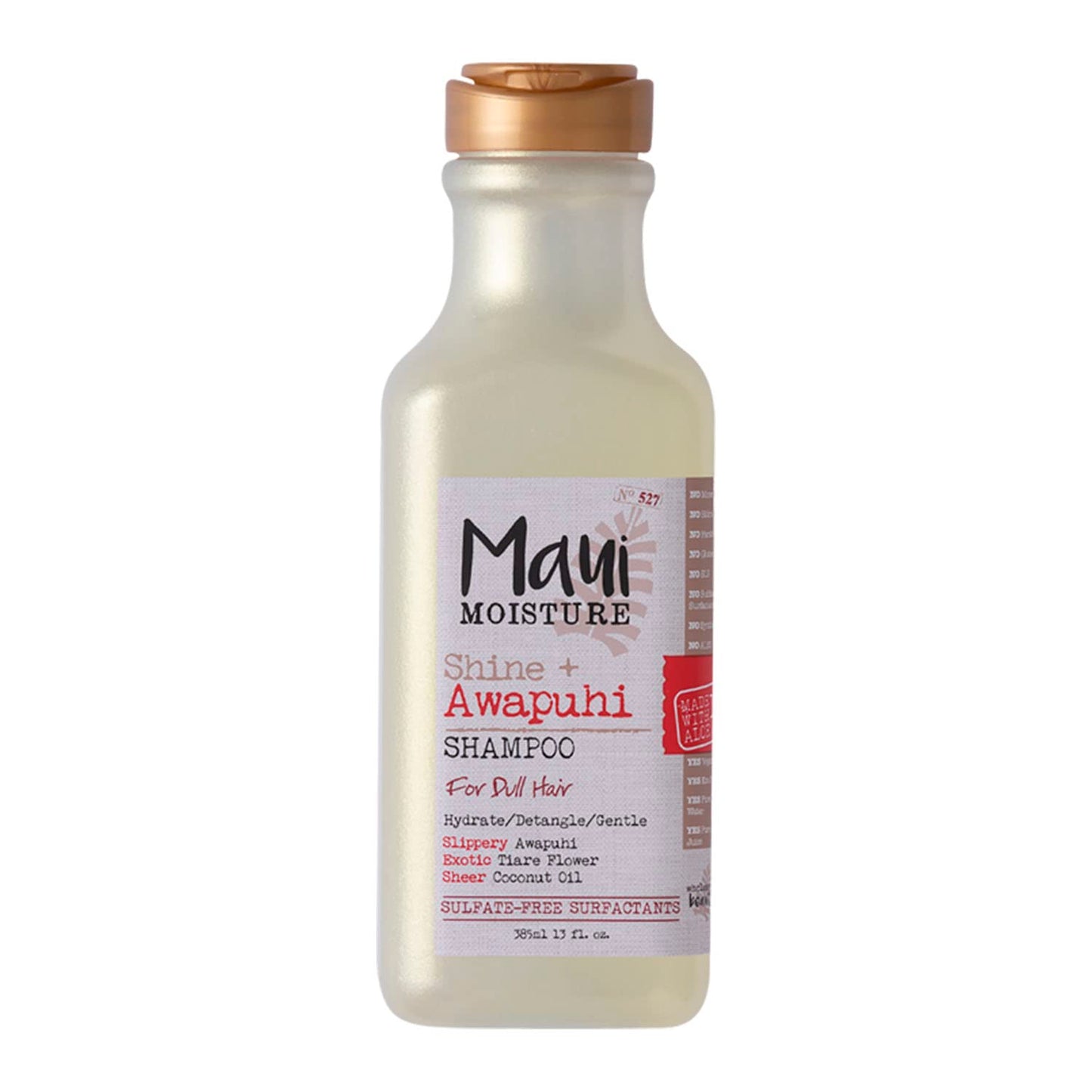 Maui Moisture Shine + Awapuhi Moisturizing Vegan Shampoo With Coconut Oils For Shiny Hair, Silicone-Free & Sulfate-Free Surfacta