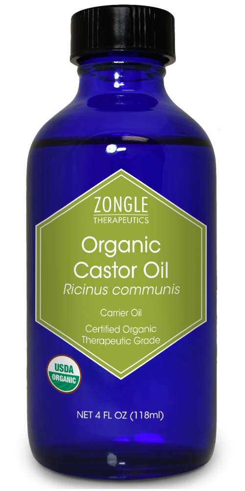 Organic Castor Oil by Zongle, 4 OZ - 100% Pure for Eyelashes, Face, Skin, Belly Button, Occasional Constipation, Hair Growth, Ey