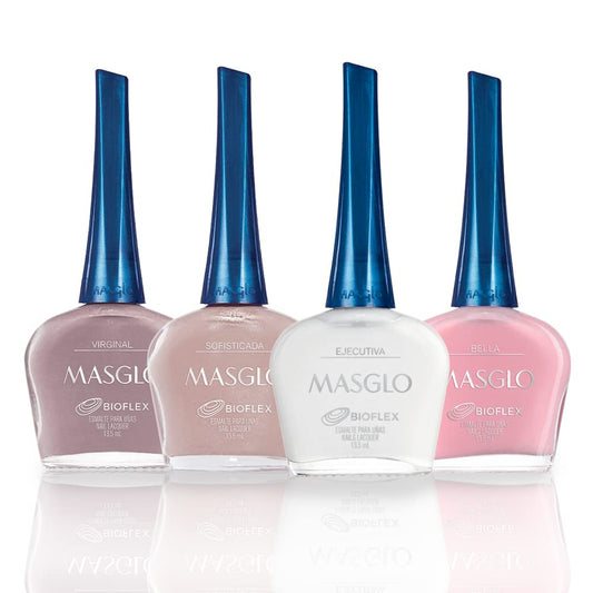 Masglo Nail Polish Beautiful Set 4 Pcs Favorite Shades Of Red Color - Kit 4 Esmaltes Colores 0.5 Fl. Oz.