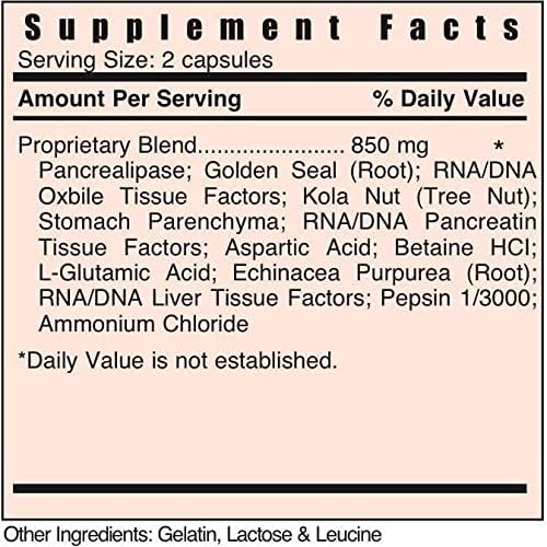 Systemic Formulas Bio Function #17 D Digest 60 Capsules. Helps Digestion of Heavy Meals and Absorption of Nutrients.