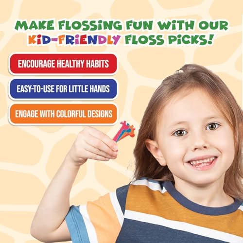 Biodegradable Kids Flossers - Dental Floss Picks for Children | Fluoride & Plastic-Free | Colorful & Fun Animal Floss Sticks | Eco Friendly, Vegan, Natural (Strawberry - 200 Pack)