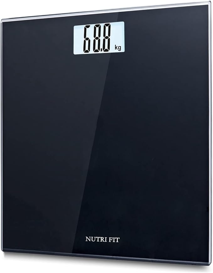 NUTRI FIT Digital Bathroom Scale Body Weight Scales 400 lbs Ultra Slim Most Accurate for Gym Yoga Studio with Large Backlit Display, Black