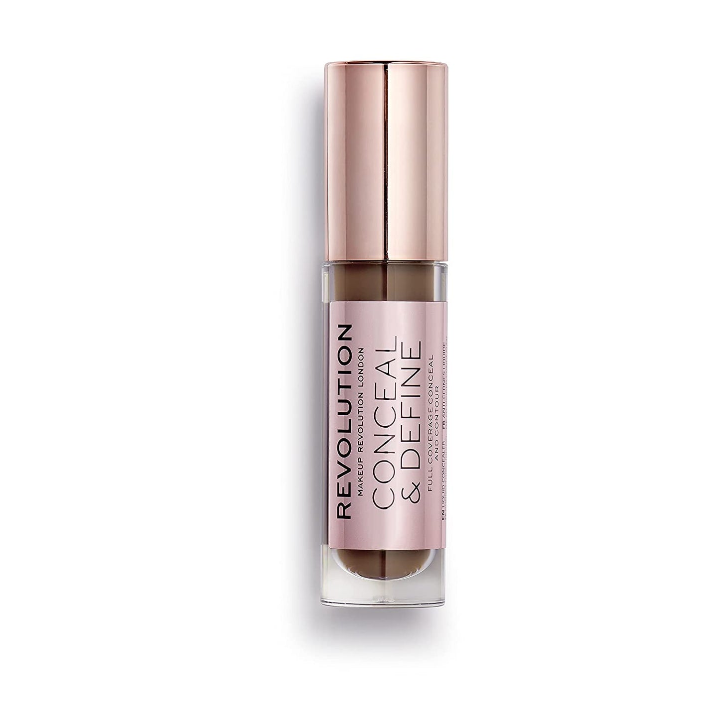 Makeup Revolution Conceal And Define Concealer, Full Coverage & Matte Finish, C18 For Dark/Deep Skin Tones, Vegan & Cruelty-Free