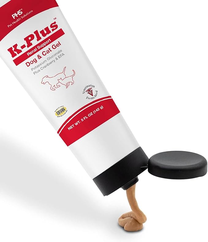 K-Plus Potassium Gluconate Renal Gel Plus Cranberry and EPA for Dogs and Cats - Veterinarian Approved Renal Supplement - Supports Potassium Balance - (6 Pack, Gel)