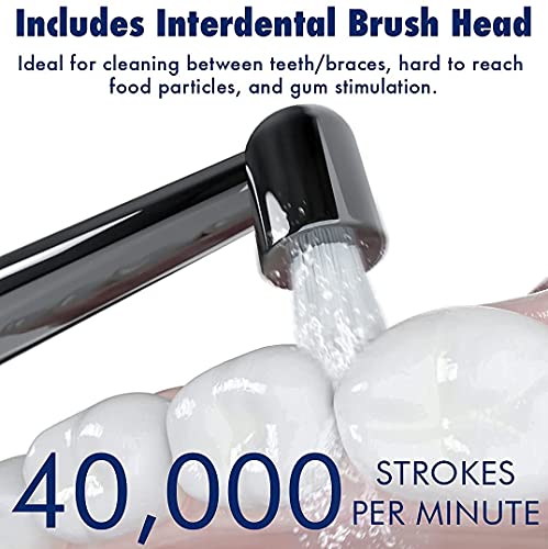 Duo Rechargeable Electric Toothbrush Set - with 14 Brush Heads, 3 Modes, Smart Auto-Timer, Charging Dock Holder - Dual Handle Electric Tooth Brush for Adults & Kids, Black and White