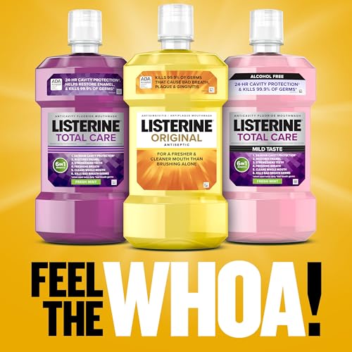 Listerine Original Antiseptic Oral Care Mouthwash to Kill 99.9% of Germs That Cause Bad Breath, Plaque and Gingivitis, ADA-Accepted Mouthwash, Original Flavored Oral Rinse, 1.5 L, 6 Pack