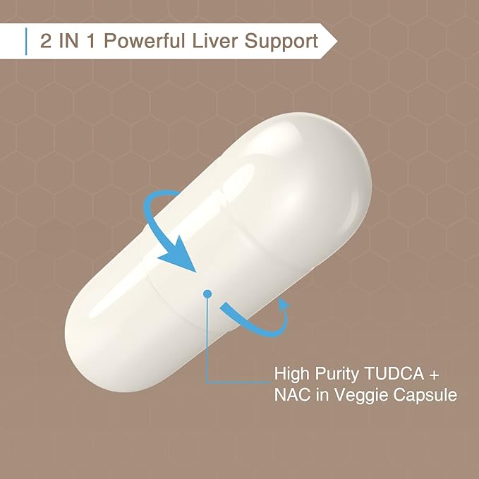 TUDCA with NAC Supplement 1200mg - 180 Capsules,Powerful TUDCA Bile Salt Plus N-Acetyl-Cysteine,Antioxidant Supplements for Liver,Digestion