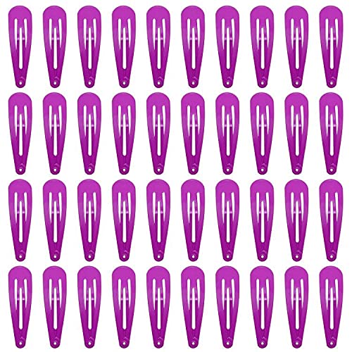 40 Counts Colorful Metal Snap Hair Clips 2 Inch Barrettes For Women Accessories (Purple)