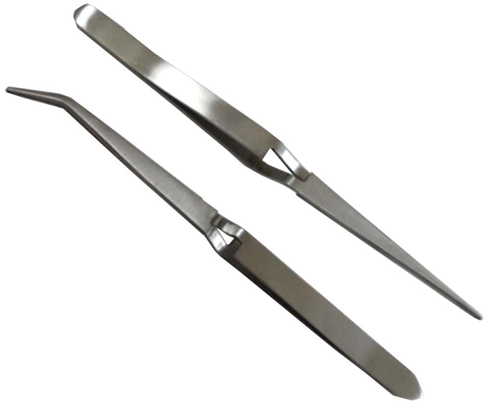 Jewel Tool Premium Tweezer Kit | 6.5'' (16.5 Cm) Straight & Curved Cross Lock | Stainless Steel | Ergonomic Cross-Locking Mechan