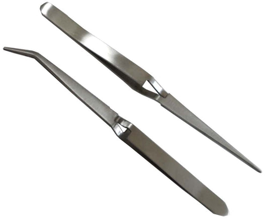 Jewel Tool Premium Tweezer Kit | 6.5'' (16.5 Cm) Straight & Curved Cross Lock | Stainless Steel | Ergonomic Cross-Locking Mechan