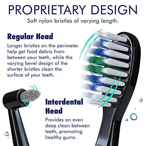 Duo Rechargeable Electric Toothbrush Set - with 14 Brush Heads, 3 Modes, Smart Auto-Timer, Charging Dock Holder - Dual Handle Electric Tooth Brush for Adults & Kids, Black and White