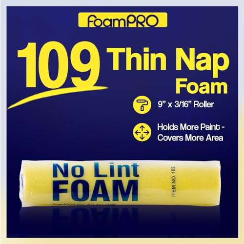 FoamPRO 209 Foam Paint Roller - 9" x 3/16" Foam Paint Roller for Many Unique Applications - Durable, Reliable, & Lint-Free Finish