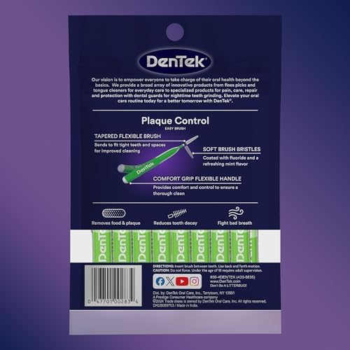 DenTek Easy Brush Plaque Control Interdental Cleaners, Tight, 16 Count, 3 Pack