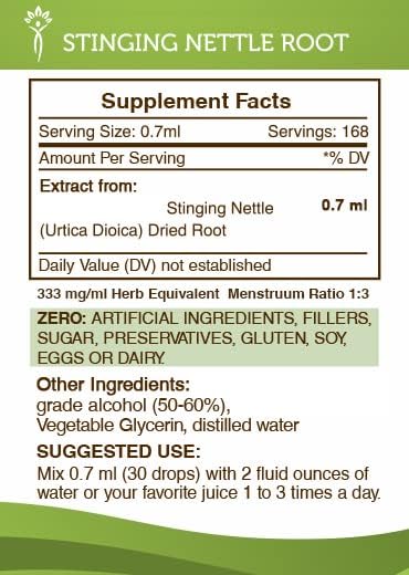 Secrets of the Tribe Stinging Nettle Root Tincture Alcohol Extract, High-Potency Herbal Drops, Tincture Made from Stinging Nettle Urtica Dioica Respiratory and Urinary System Health 2x4 oz