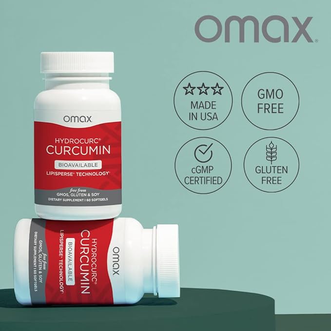 Omax HydroCurc Turmeric Curcumin Softgels, Highly Bioavailable, Nanoparticle Potency & Absorption (60 Softgels)