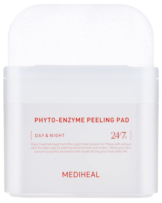Mediheal Phyto Enzyme Peeling Pad - Vegan Face Resurfacing Gauze Pads With Lha & Papaya Enzym - Pore Tightening Pads To Control