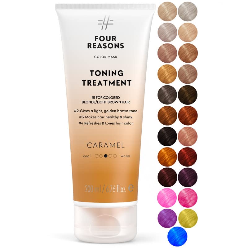 Four Reasons Color Mask - Caramel - (27 Colors) Toning Treatment, Color Depositing Conditioner, Tone & Enhance Color-Treated Hai