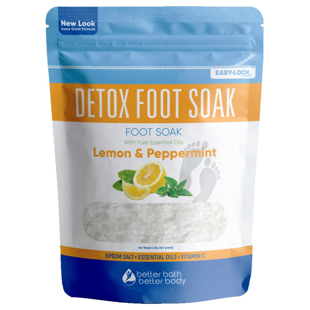 Detox Foot Soak (2 Lbs) Epsom Salt Foot Soak With Lemon & Peppermint Essential Oils