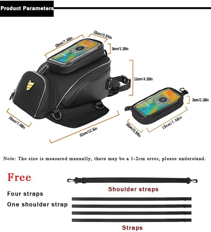 Motorcycle Tank Bag for Triumph Street Triple 2017-2023, Magnetic & Strap Mount Tank Bag for Motorcycles, Motorcycle Touring Navigation Luggage Bag Tank Bags,A Strap