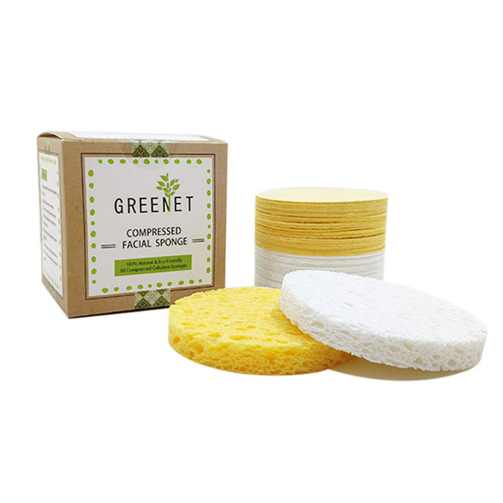 Facial Sponges (60 Count) For Natural Beauty, Exfoliation, And Deep Facial Cleansing | White And Beige Sponges Included, 2 Diffe