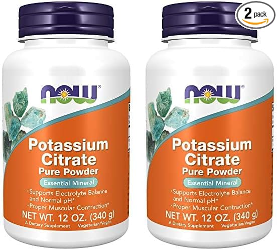NOW Supplements, Potassium Citrate Powder, Supports Electrolyte Balance and Normal pH*, Essential Mineral, 12-Ounce (Pack of 2)