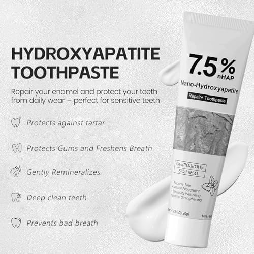 2pcs Hydroxyapatite Toothpaste, Hydroxyapatite Toothpaste 7.5 for Advanced Enamel Protection, Gentle and Effective Formula, Fresh Breath Fresh Mint Flavor (4.23oz)