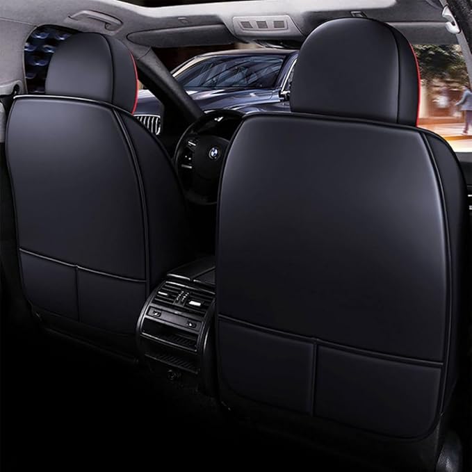 for Chevy Equinox Seat Covers 2005-2026, Full Coverage Customized Car Seat Covers, Premium Leather Waterproof Stain-Resistant Easy to Install (Standard 5 Seats, Black&Red)
