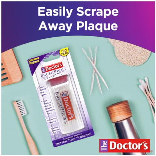 The Doctor's BrushPicks Interdental Toothpicks | 120-Picks per pack | (6-Pack)