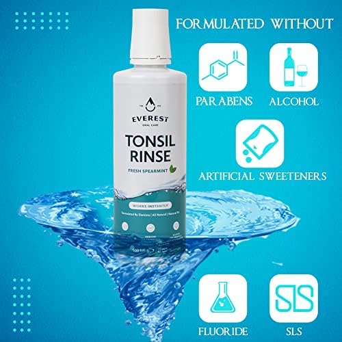 Everest Mouth Wash & Tonsil Stone Remover – Natural Mouthwash or Oral Rinse Liquid to Help Soothe Tonsils, Fight Bad Breath, & Relieve Dry Mouth – Paraben & Alcohol Free Mouthwash