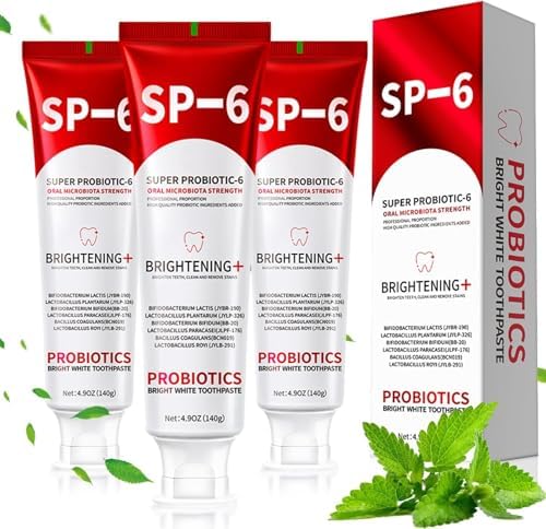 SP-6 Probiotic Whitening Toothpaste for Teeth Whitening and Gum Health,Fresh Mint Flavor,Daily Use for Oral Care (3packs, Fresh Mint)