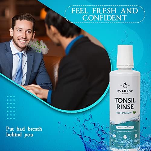 Everest Mouth Wash & Tonsil Stone Remover – Natural Mouthwash or Oral Rinse Liquid to Help Soothe Tonsils, Fight Bad Breath, & Relieve Dry Mouth – Paraben & Alcohol Free Mouthwash