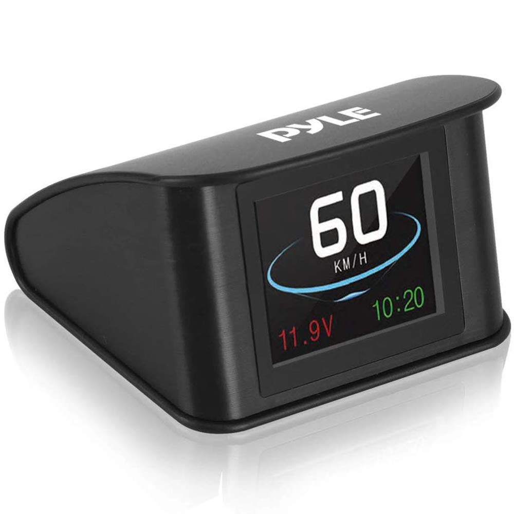 Pyle Universal Vehicle Smart HUD Display - 2.6" Digital Mini Car Dashboard Heads Up Windshield Speedometer Projector System w/ GPS Navigation Compass, Displays Speed, Distance, Time and More - PHUD19