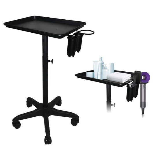 Leibou Beauty Aluminum Salon Tray Cart, Professional Adjustable Salon Instrument Trolley Stand With 5 Rolling Casters Accessory