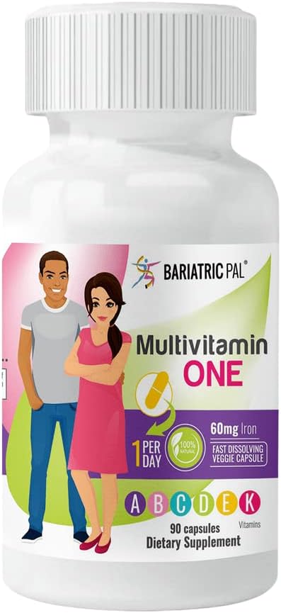 BariatricPal 90-Day Bariatric Vitamin Bundle (Multivitamin ONE 1 per Day! Capsule with 60mg Iron and Calcium Citrate Soft Chews 500mg with Probiotics - Chocolate Mint)