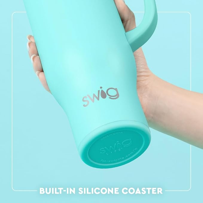 Swig Life 30oz Mega Mug, 30oz Tumbler with Handle and Straw, Large Insulated Tumblers, Cup Holder Friendly Travel Mug, Stainless Steel 30 oz Tumbler, Reusable Insulated Water Bottle (Pagoda Paradise)
