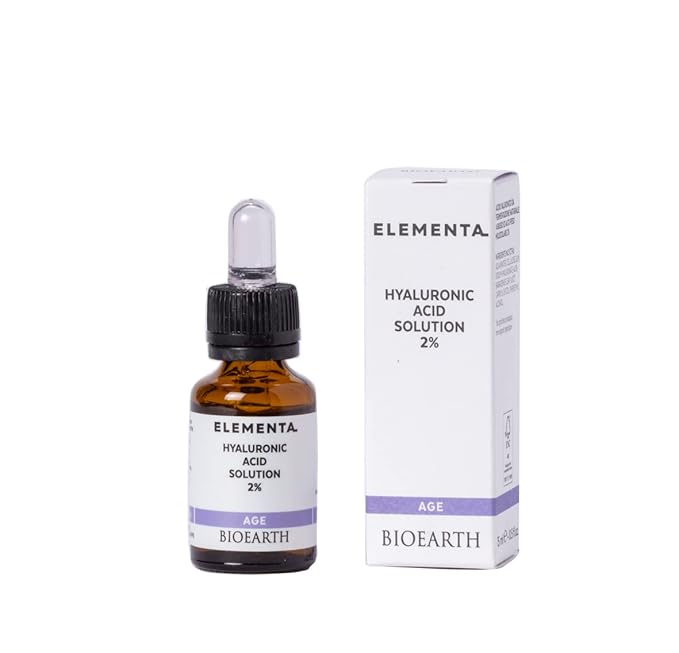 Bioearth Elementa, Age Face Serum with 2% Hyaluronic Acid and Organic Aloe Vera, Moisturising and Firming, Made in Italy, Vegan, AIAB Certification - 15ml Pack