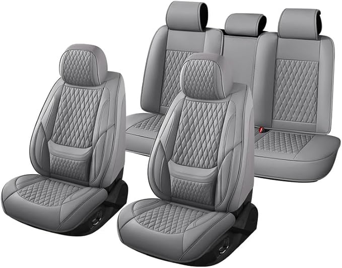 Car Seat Covers Full Set Custom Fit for Mercury Mariner 2005-2011 - Premium Faux Leather with Lumbar Support | Breathable, Waterproof, Anti-Slip, Durable (Gray,Full Set)