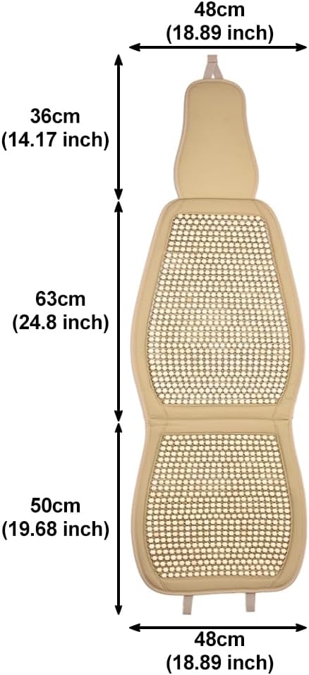 Blueshyhall Cooling Wooden Beaded Car Seat Cover Comfortable Massage Support Cushion for SUV Auto Office Home Seat Chair - Beige 2 Pcs