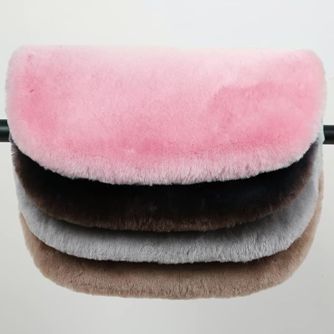 Genuine Sheepskin Auto Seat Pad, Australian Soft Wool Seat Cover Breathable and Sweat-Wicking Comfort Warm Universal Fit,19.2 inch x19.2 inch (Front seat Cushion 1pc, Pink)