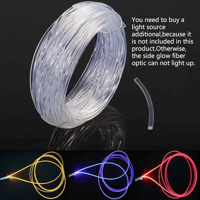 Super Bright MMA LED Light Source Side Glow - 10ft Plastic Optic Fiber Strip