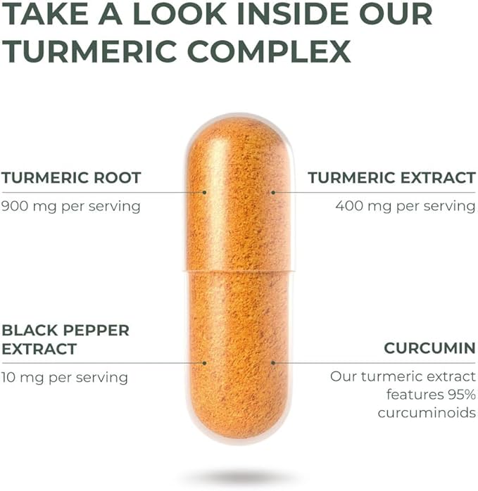 Primal Harvest 1 Pack, Primal Turmeric Complex w/Black Pepper Extract, Joint and Mobility Support Supplement for Women & Men, 60 Capsules