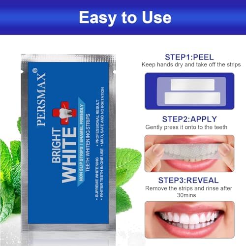 Teeth Whitening Strips for Teeth Sensitive, Non-Slip Enamel-Safe Strips, Professional and Safe Teeth whitening Strips, for Smoking/Coffee/Soda/Wine Stain, 14 Treatments 28 Strips (Mint)
