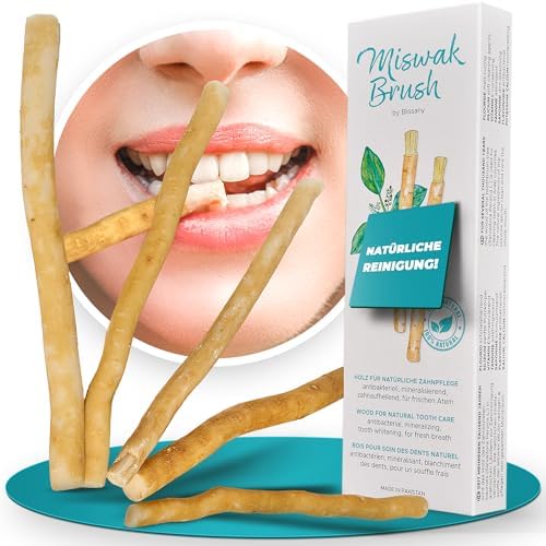 Miswak Toothbrush - Traditional Arabian Toothbrush, Wooden Toothbrush, for Natural White Teeth, 5pcs by BLISSANY