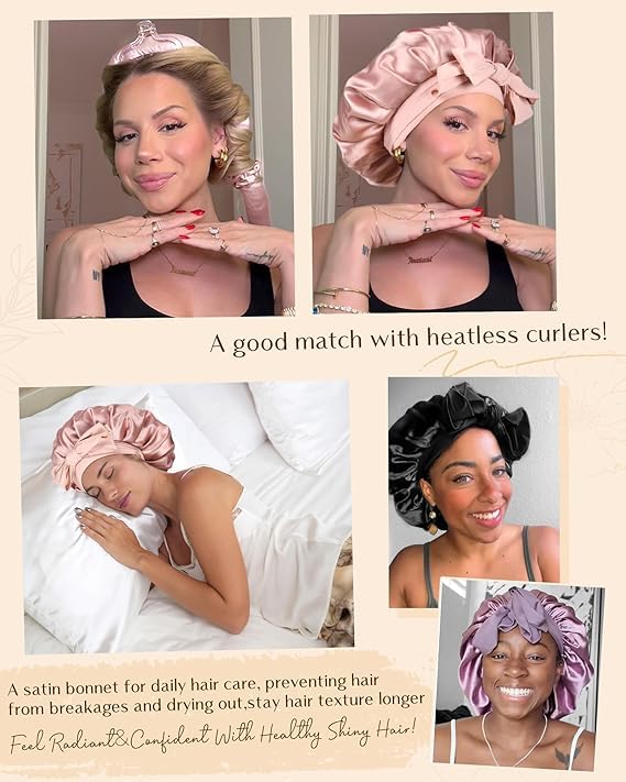 Silk Bonnet for Sleeping | Double Layer Satin Lined | Curly Hair - Sage