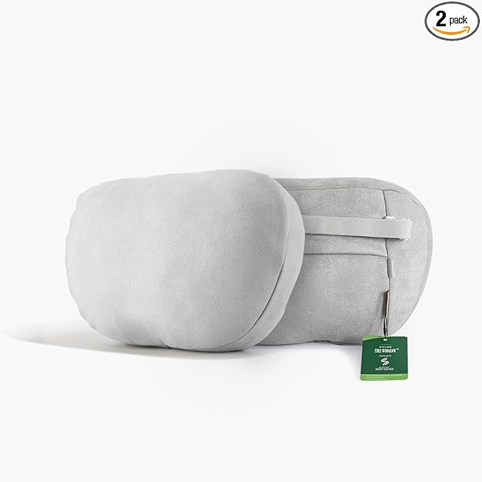 TPARTS Headrest Neck Pillow for Tesla Model 3/Y/X/S, Soft Faux Suede Fabric Car Neck Support Pillow Cushion for Traveling (Filled with Dupont Sorona Fiber)-Set of 2 Gray